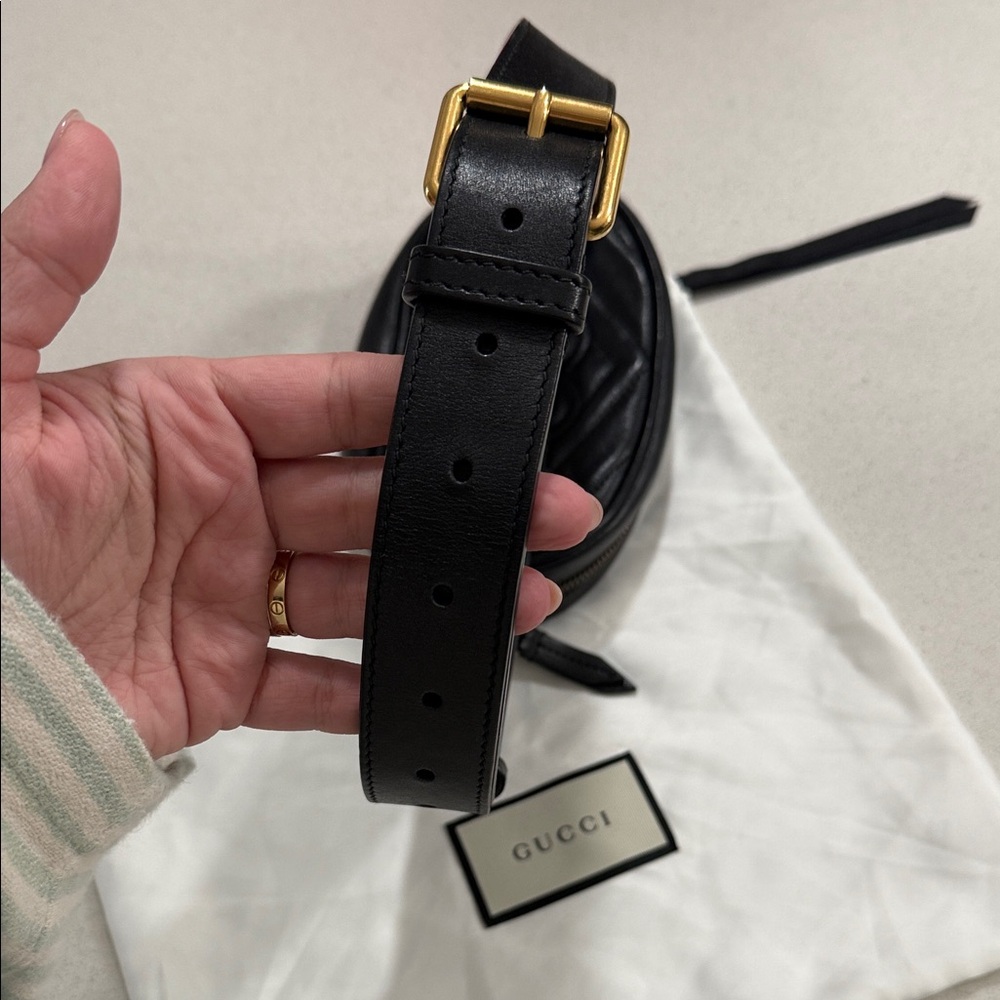 SOLD! Authentic Gucci Marmont Black Belt Bag - Picture 6 of 10